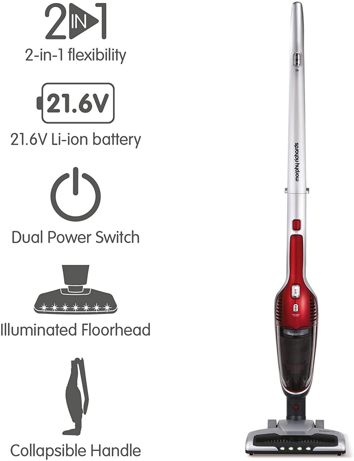Morphy Richards Morphy Richards Supervac 2-in-1 cordless Vacuum Cleaner Red 