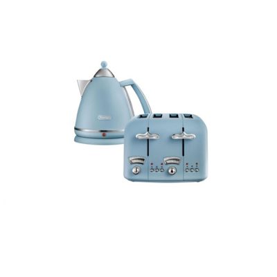 Delonghi Argento Flora Kettle and Toaster Set Blue