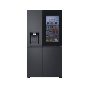 LG 628L InstaView™ Side-By-Side Plumbed Fridge Freezer – Black Steel | GSXE90EVAD.AEVQ