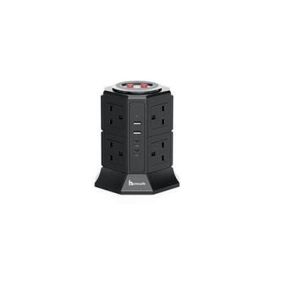 Homesafe USB & AC Power Tower - Black | TRE09B