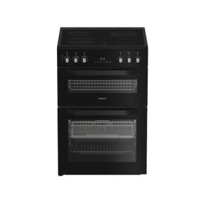 Hotpoint 60cm Electric Double Cooker with Air Fry - Black | HDE6VDCASB1