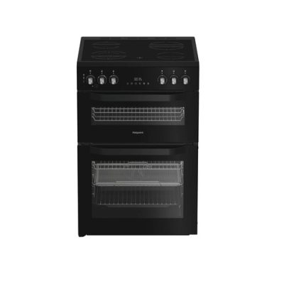 Hotpoint 60cm Electric Double Cooker with Air Fry - Black | HDE6VDCASB1