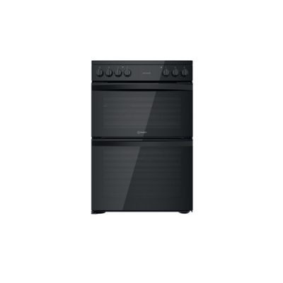 Indesit 60cm Electric Double Cooker with Ceramic Hob - Black | ID67V9KMB