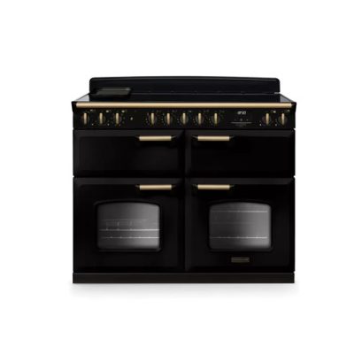 Rangemaster Classic Deluxe 110cm Induction Range Cooker (Slow Cook) - Gloss Black & Brass | CLDLB110EIPGBL/AB1