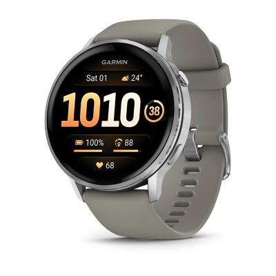 Garmin Venu 4 45mm Silver Bezel Silver Grey Silicone Strap Watch