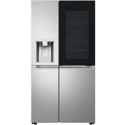 LG 628L InstaView™ Side-By-Side Fridge Freezer - Brushed Steel | GSXE90BSAD.ABSQ